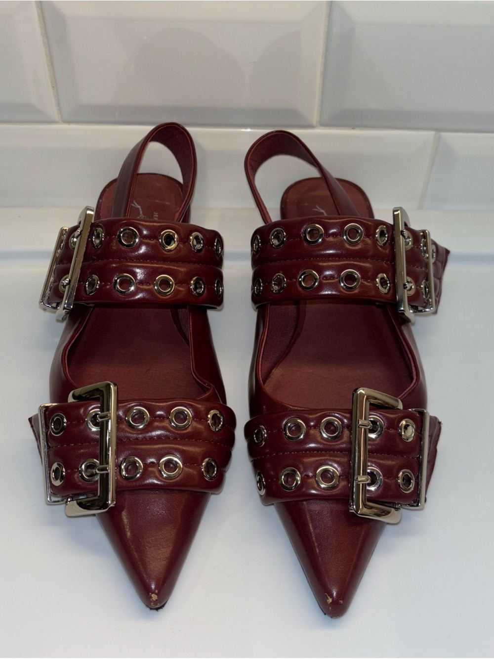 Free People x Jeffrey Campbell Lilly Buckle Debb Slingback Flats Size 6.5